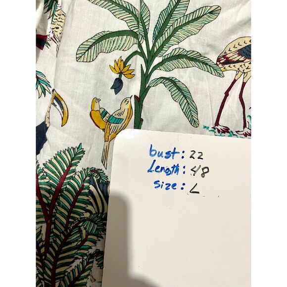 Mary Marshmallow dress safary tropical forest animal green colorful women's L - Picture 7 of 7